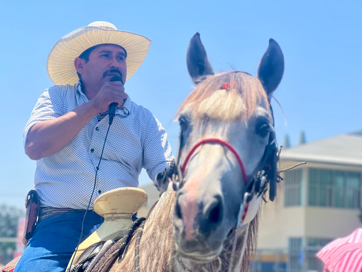 ‘Vaqueros’ on horseback rally in Bloomington to support evicted family impacted by warehousing